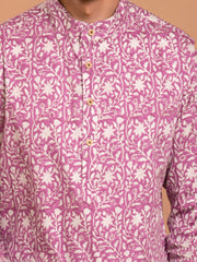 AAHELI AAHAN FLORAL JAAL HAND BLOCK PRINTED KURTA-PANT SET
