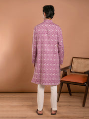 AAHELI AAHAN FLORAL JAAL HAND BLOCK PRINTED KURTA-PANT SET